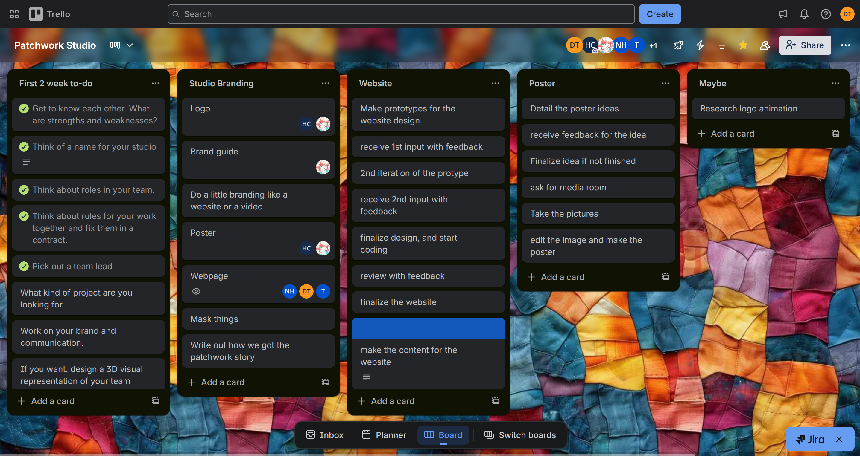 image of the trello board